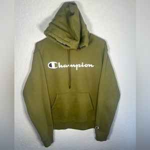 Champion Dark Green Heavy Cotton Hooded Sweatshirt Hoodie (US Size Small)